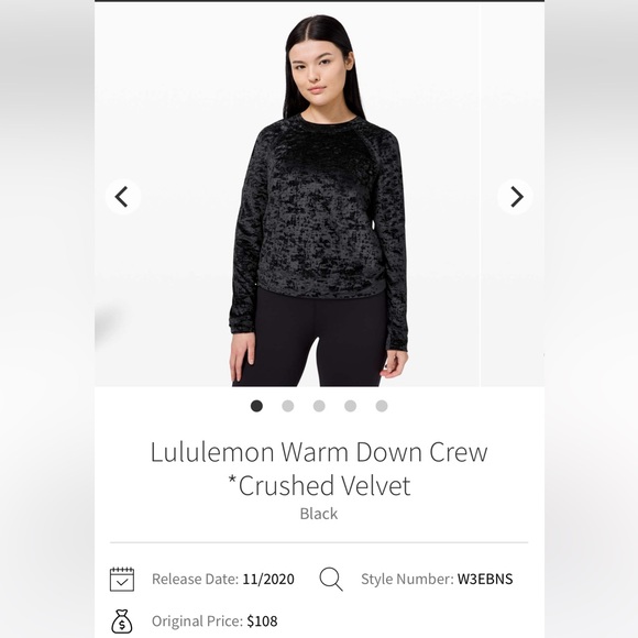 Lululemon Warm Down Crew *Crushed Velvet
Black long sleeve - Picture 4 of 4